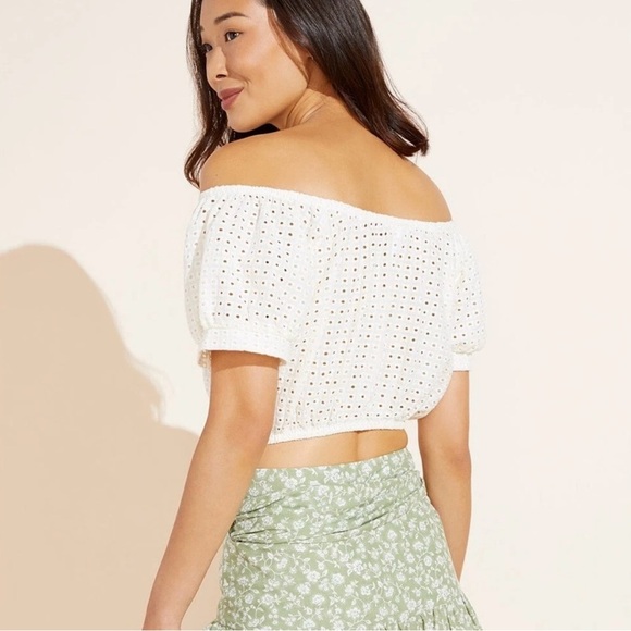 Eberjey Portola Eyelet White Off The Shoulder Top Size Small - Picture 4 of 6